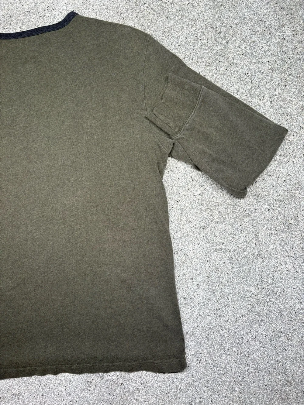 Vintage J. Crew Olive V-Neck Sweater with Navy trim Large